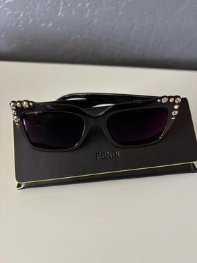 Fendi Black Cat-Eye Sunglasses with Stud Accents